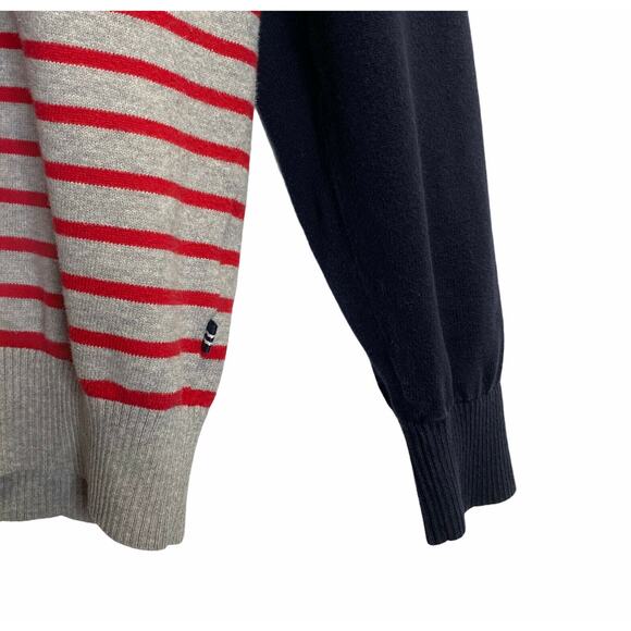 Nautica men blue red sz m striped Quarter Zip Mock Neck sweater - Picture 3 of 6